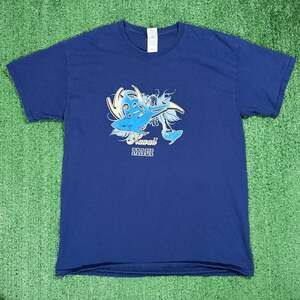 Y2K Gildan Hawaii Maui Shark Graphic T-Shirt Size Large Blue Cotton Tee